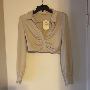 Altar'd State Cream Ruched Crop Top